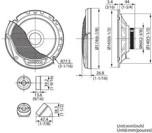 Kenwood Комплект Автомобилни Високоговорители KFC-E170P Сплит-системи 6.75" с 300W RMS (2 път)