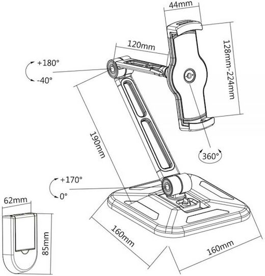 InLine Universal Wall/Table Mount (4.7"-12.9") Таблет Стойка Стена до 12.9" в Черен цвят