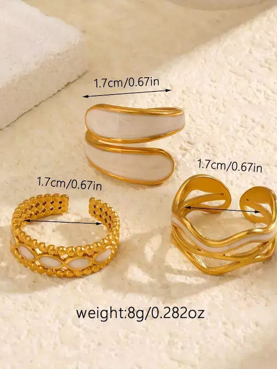 Set Women's Gold Plated Steel Rings