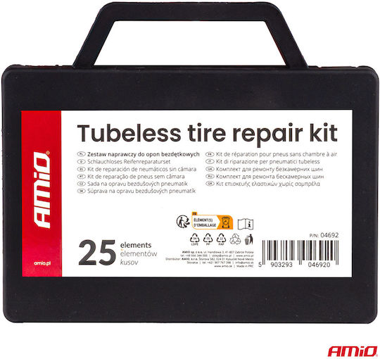 Kit Reparare Anvelope Tubeless 25 Bucăți Amio-04692