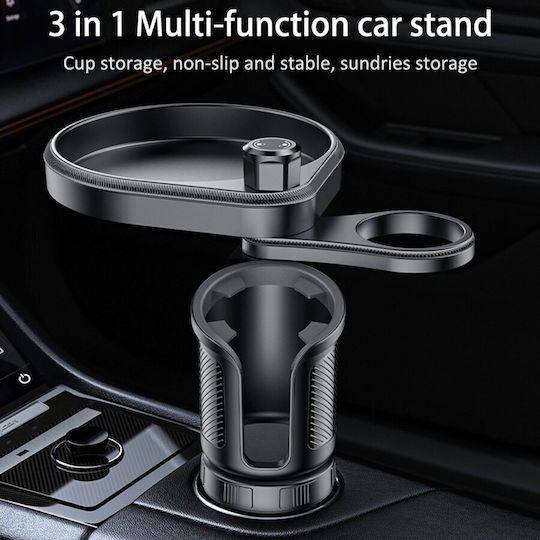 Yesido 3in1 Car Cup Holder C180 Adjustable Rotation Base Storage Expansion Easy Installation Firmly Fixed Black