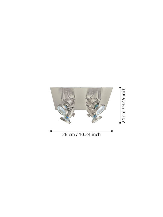 Eglo Tukon Spot with 4 Lights and with Socket GU10 in Silver Color