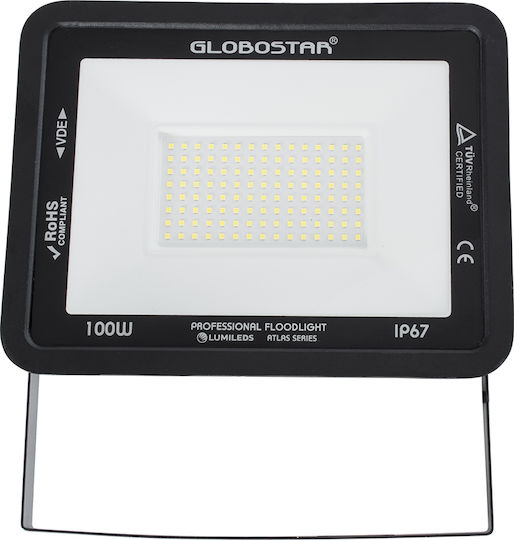 GloboStar Atlas Στεγανός Προβολέας LED 100W Φυσικό Λευκό 4500K IP67