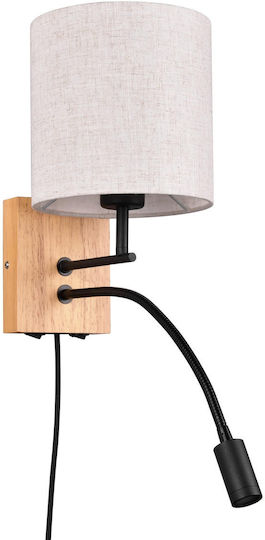 Trio Lighting Modern Lumină de Perete cu Priză cu Soclu E27 și Comutator Negru 18x18cm