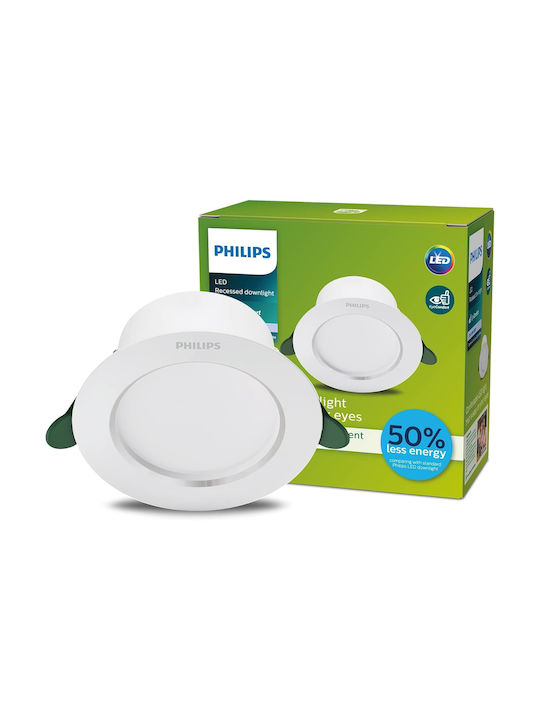 Philips Diamond Χωνευτό Σποτ με Ενσωματωμένο LED και Φυσικό Λευκό Φως Λευκό 1τμχ