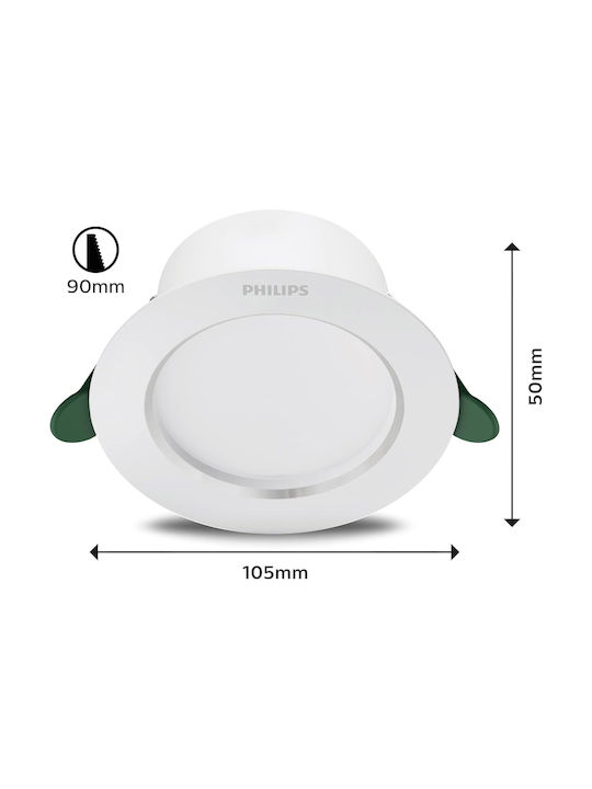 Philips Diamond Χωνευτό Σποτ με Ενσωματωμένο LED και Φυσικό Λευκό Φως Λευκό 1τμχ