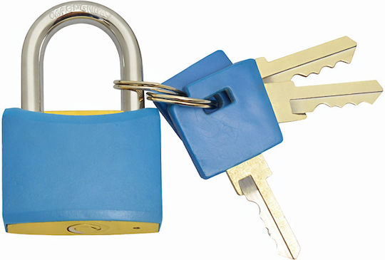 Plastic Padlock Brass with Key 25mm Blue 1pcs