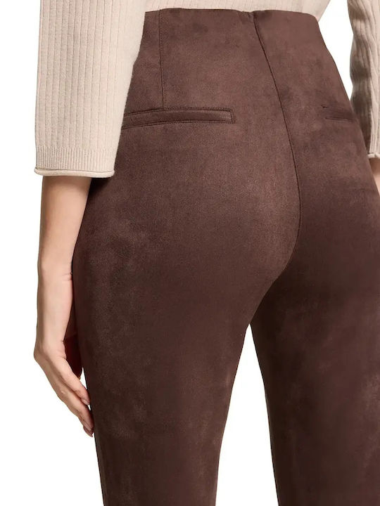 Damen Samt Hose in Gerader Bein Stil Braun
