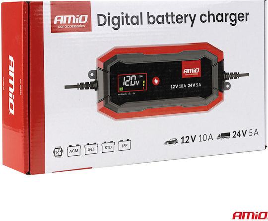AMiO Φορτιστής Μπαταρίας Αυτοκινήτου 12/24V