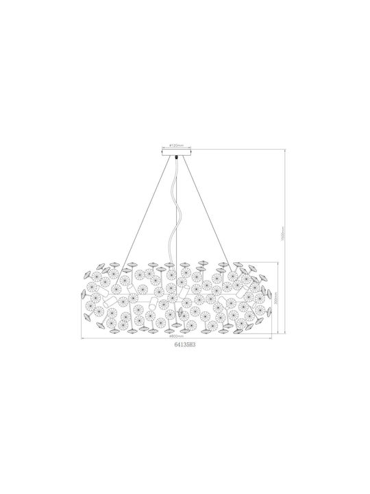 Globo Lighting Chandelier with Crystals 20xG9 Gold 80cm 64135H3