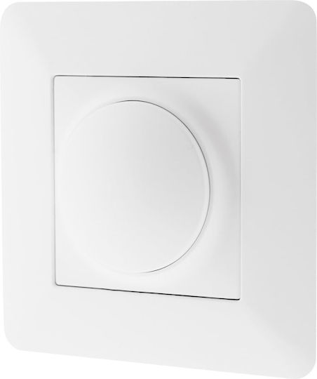 Universe Recessed Dimmer Switch with Frame LED Rotary 150W up to 150W Alpha Retur in White Color