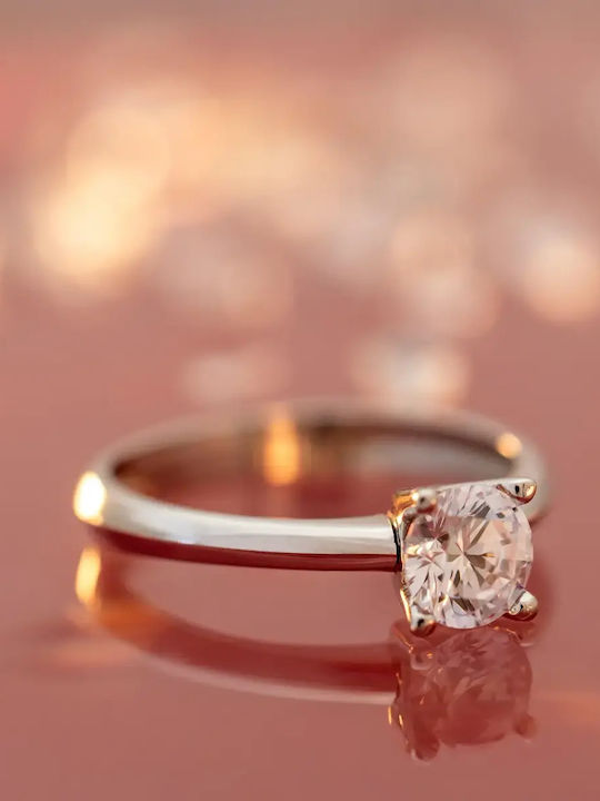 Single Stone Ring From 9K Gold With Zircon