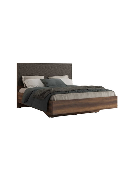Oryana Bett Übergröße Gehäutet mit Stoff Nussbaum für Matratze 160x200cm
