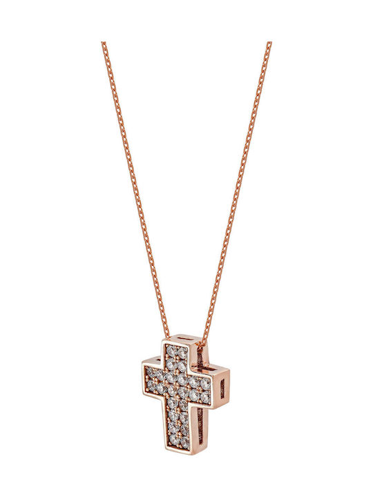 Kiriakos Gofas Women's Rose Gold 9K Double Sided Cross with Chain