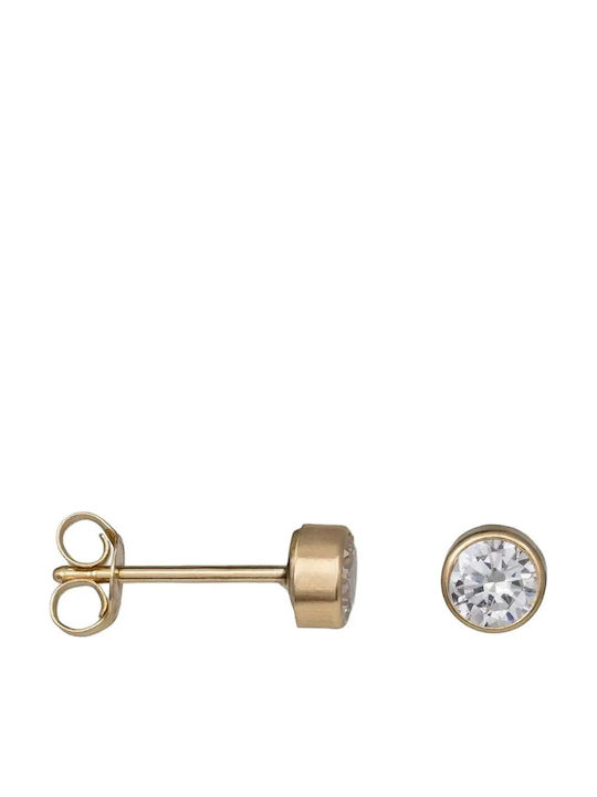 Gold Stud Earrings with Stones 9K
