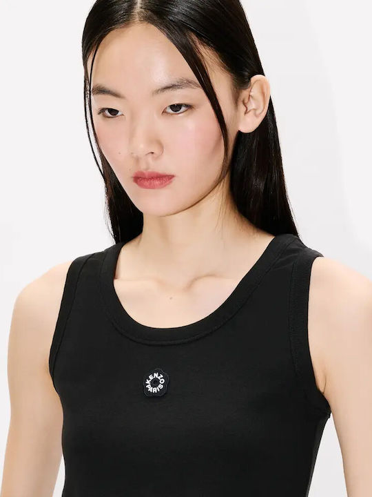 Boke Flower 2.0 Women's Blouse Cotton Sleeveless Floral Black