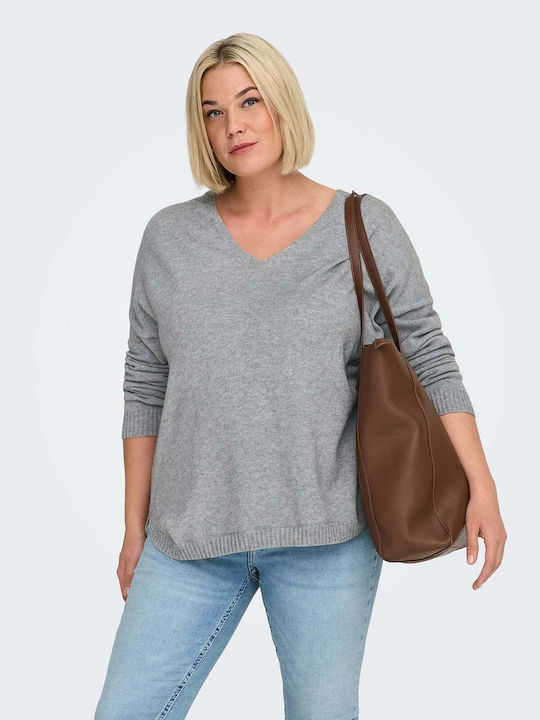 Damen Langärmeliges Pullover mit V-Ausschnitt Grau