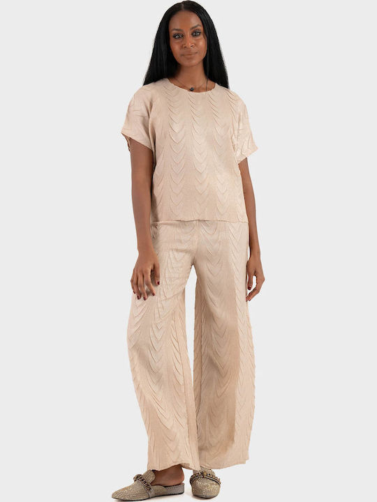 Damen Bluse Ärmellos Beige