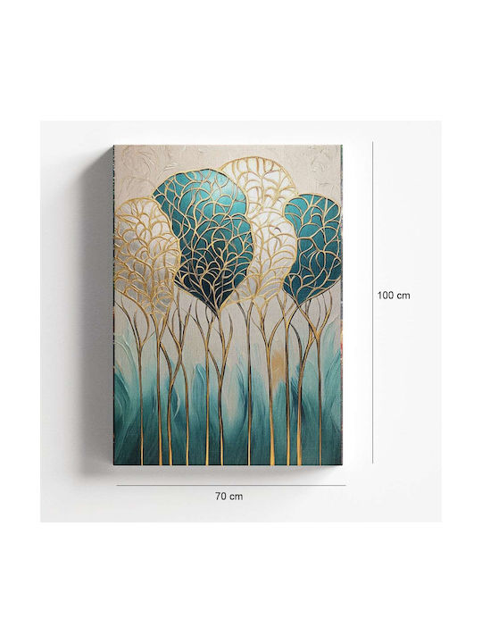 Megapap Golden Leaves Πίνακας σε Καμβά 70x100cm
