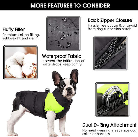 Green Fleece / Waterproof / Windproof Dog Coat with 58cm Back Length