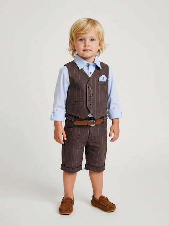 Kids Clothing Sets Summer Suit with Shorts 6 Pieces Brown