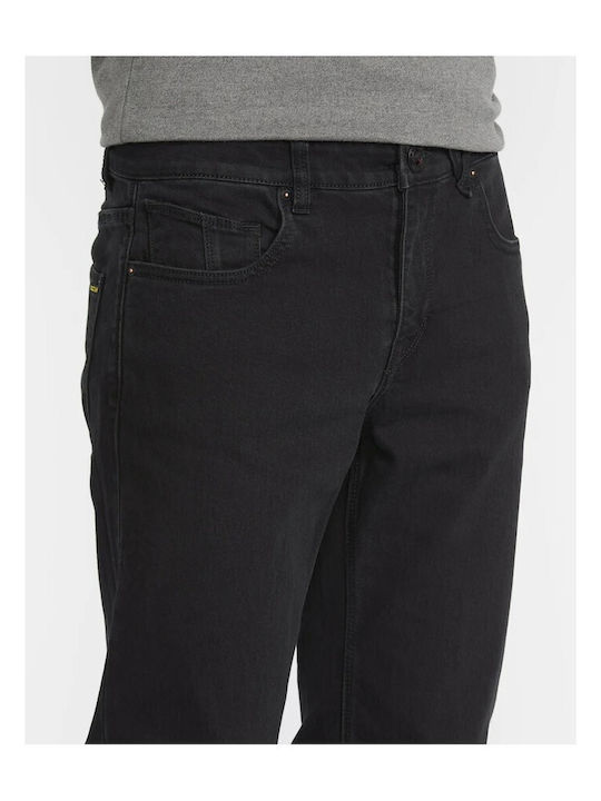 Men's Elastic Jeans Pants with Regular Straight Fit Black Out