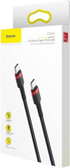 Baseus Cafule Cablu Braided USB 2.0 USB-C Mascul - USB-C 60W Roșu 2m