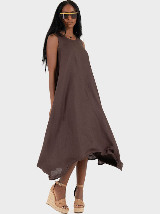 Summer Midi Dress Brown