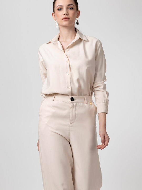 Long Sleeve Women's Shirt Cream