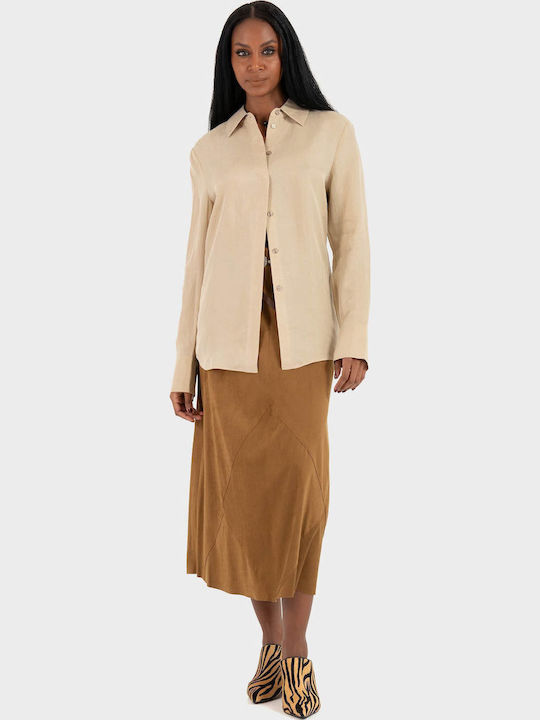Long Sleeve Women's Shirt Beige
