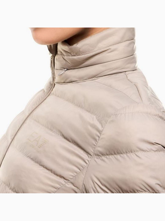 Kurze Damen Puffer Jacke Beige