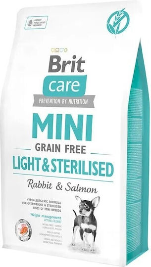 Brit Care Mini 7kg Dry Food Grain-Free & Gluten-Free for Adult Neutered Small Breed Dogs with Rabbit and Salmon