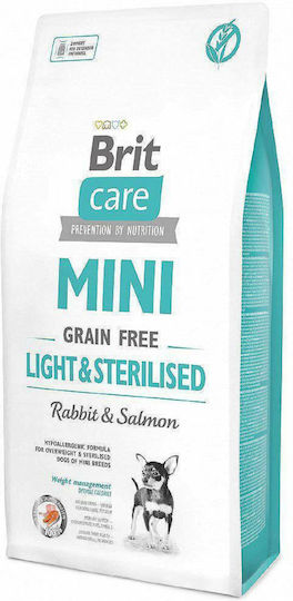Brit Care Mini 7kg Dry Food Grain-Free & Gluten-Free for Adult Neutered Small Breed Dogs with Rabbit and Salmon