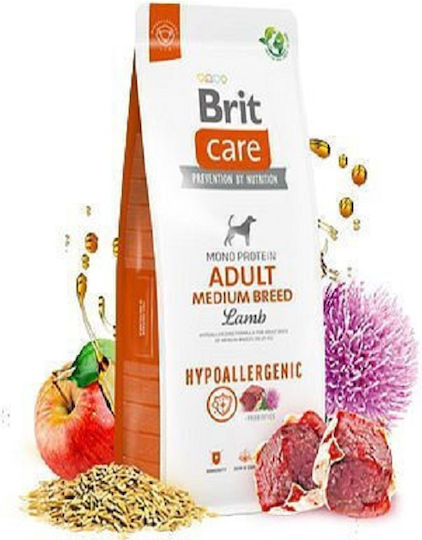 Brit Care Adult Medium Breed Hypoallergenic 12kg Ξηρά Τροφή χωρίς Γλουτένη για Ενήλικους Σκύλους Μεσαίων Φυλών με Αρνί