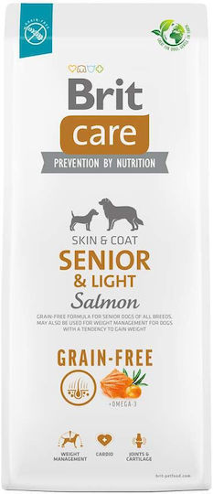 Brit Care Skin & Coat Senior & Light 3kg Dry Food Diet, Grain-Free & Gluten-Free for Senior Dogs with Potatoes and Salmon
