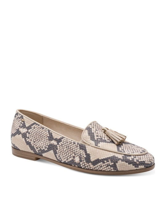 Tamaris Leather Women's Loafers in Beige Color