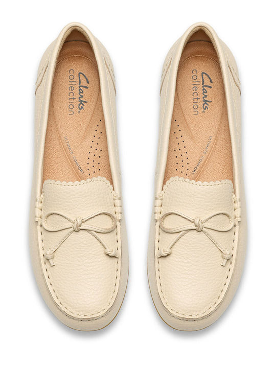 Leather Women's Boat Shoes in Beige Colour