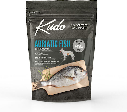 Kudo Adriatic Fish Senior Light 3кг Суха Храна Диетичен за Възрастни Кучета с Риба