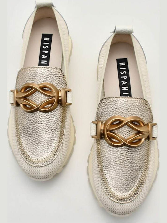 Leather Women's Loafers in White Colour
