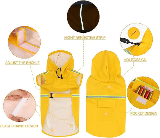 Animal Yellow Waterproof Dog Coat with 35cm Back Length