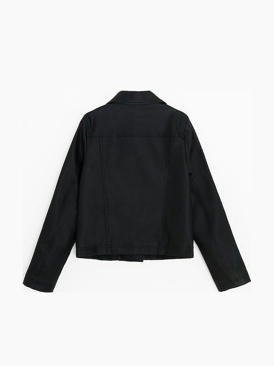 Kinder Lederjacke Schwarz