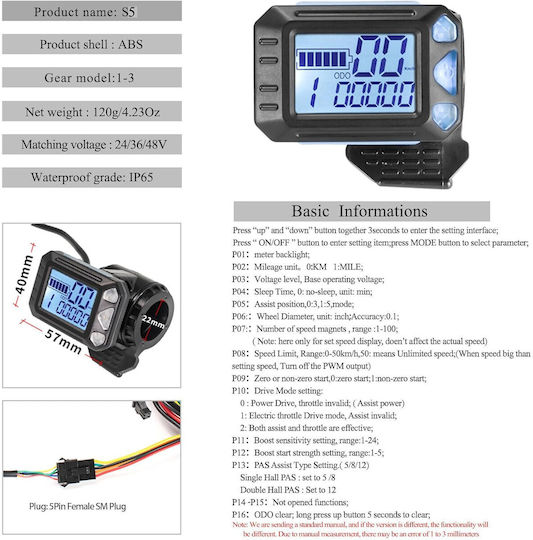 Controller Universal 24-48v 350w 17a Motor Fără Perii Afișaj Lcd Impermeabil Bicicletă Electrică Scuter Electric