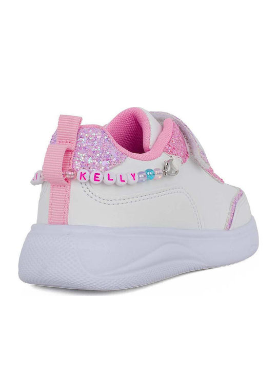 Kids Sneakers with Hoop & Loop Closure White