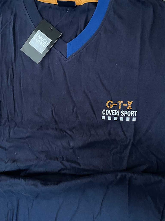 Enrico Coveri Sommer Herrenpyjama Bluse Marineblau
