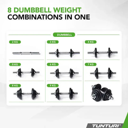 Tunturi Dumbbell Set with Bar Total Weight 20kg