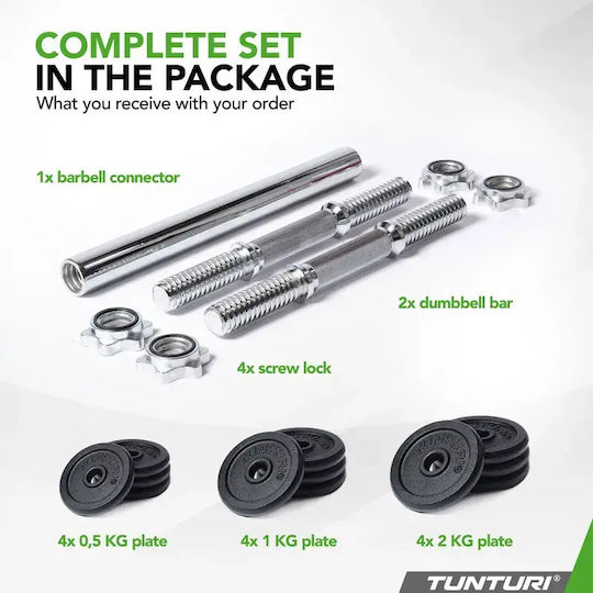 Tunturi Dumbbell Set with Bar Total Weight 20kg