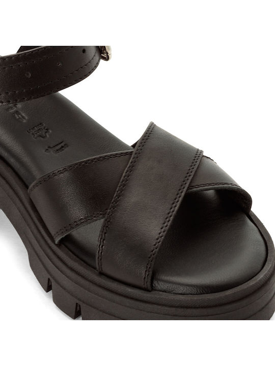 Damen Sandalen Schwarz Leder