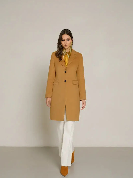 Women's Black Half Coat with Buttons