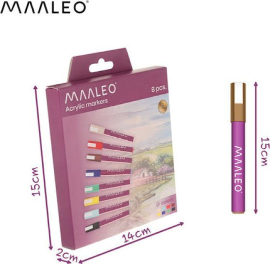 Maaleo Ακρυλικοί Μαρκαδόροι Γκρι 4mm Σετ 8τμχ