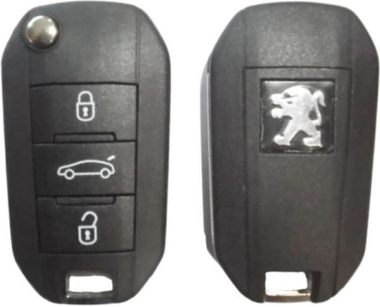 Foldable Car Key Shell with Blade with 3 Buttons for Peugeot